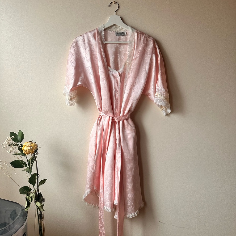 ILGWU 70s Vintage Christian Dior Night slip with matching robe